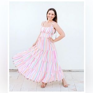 Chicwish candy stripe pink and mutli colored dress